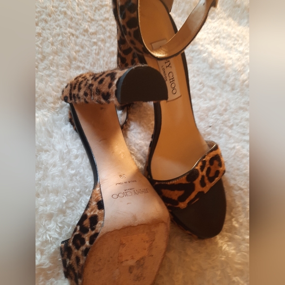 JIMMY CHOO Platform Leopard Sandals Sz 39 Euro US 8.5 - Picture 9 of 13